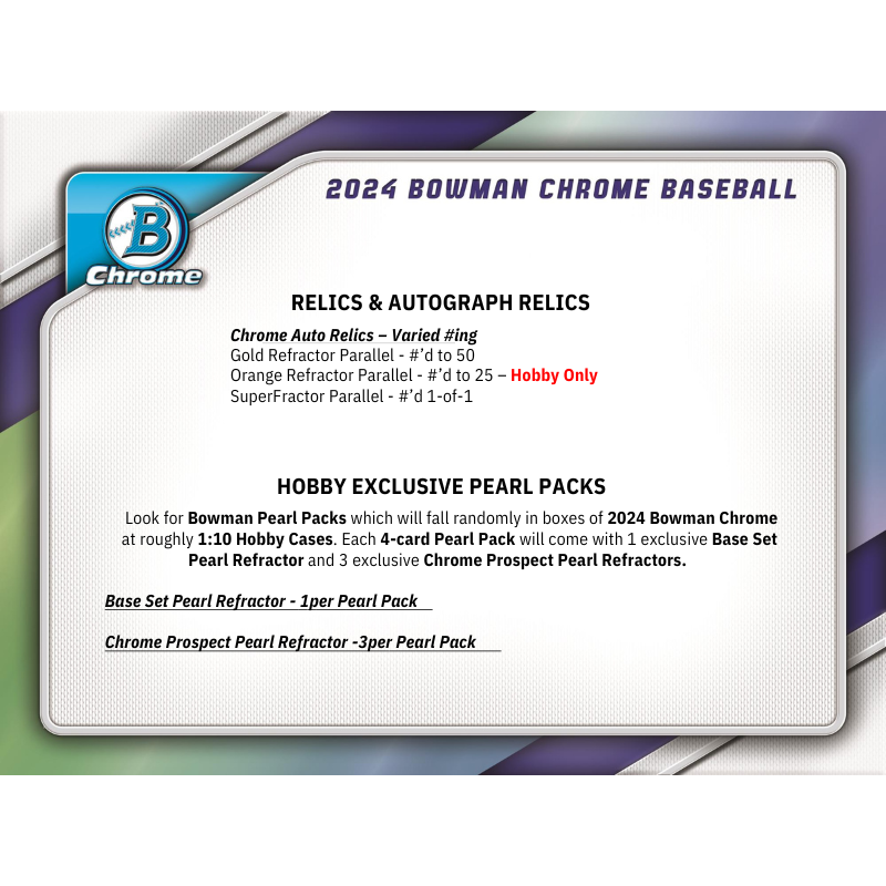 2024 Bowman Chrome Baseball Hobby 12 Box Case