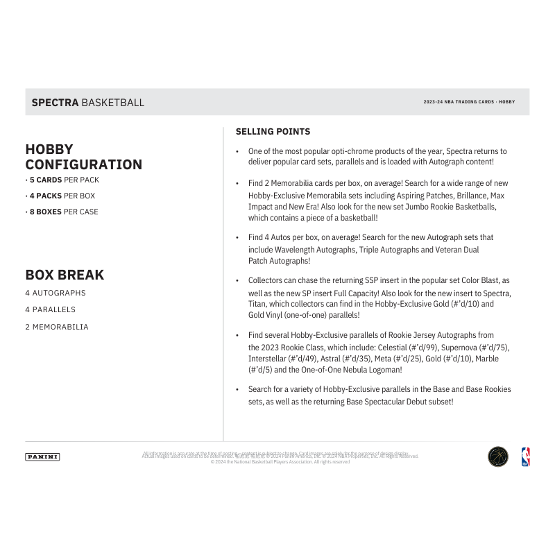 2023/24 Panini Spectra Basketball Hobby Box